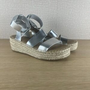 Silver Espadrille Platform Sandals Coastal Minimal Summer Chic | The Drop